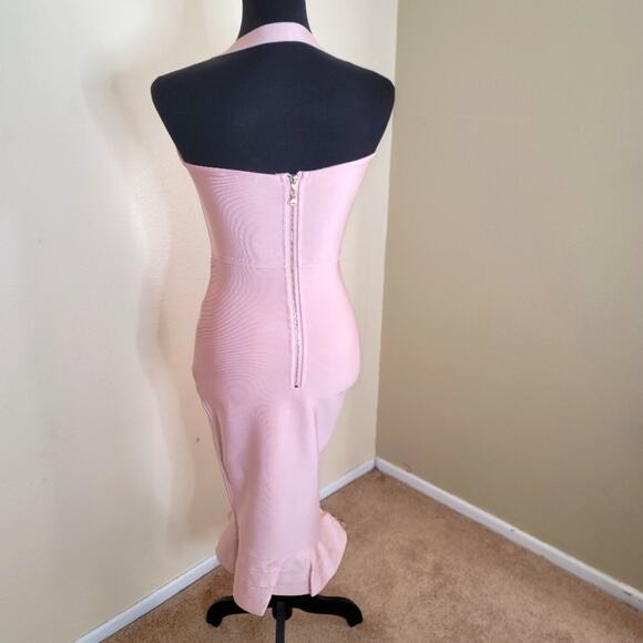 NEW Meilun Halter Fishtail Bandage Party Dress, Small, Mermaid Prom Wedding Pink - Picture 3 of 13